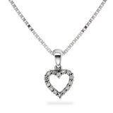 Diamant halssmykke med hjerte i hvitt gull, 0.15CT TWSI, Diamanthuset.no