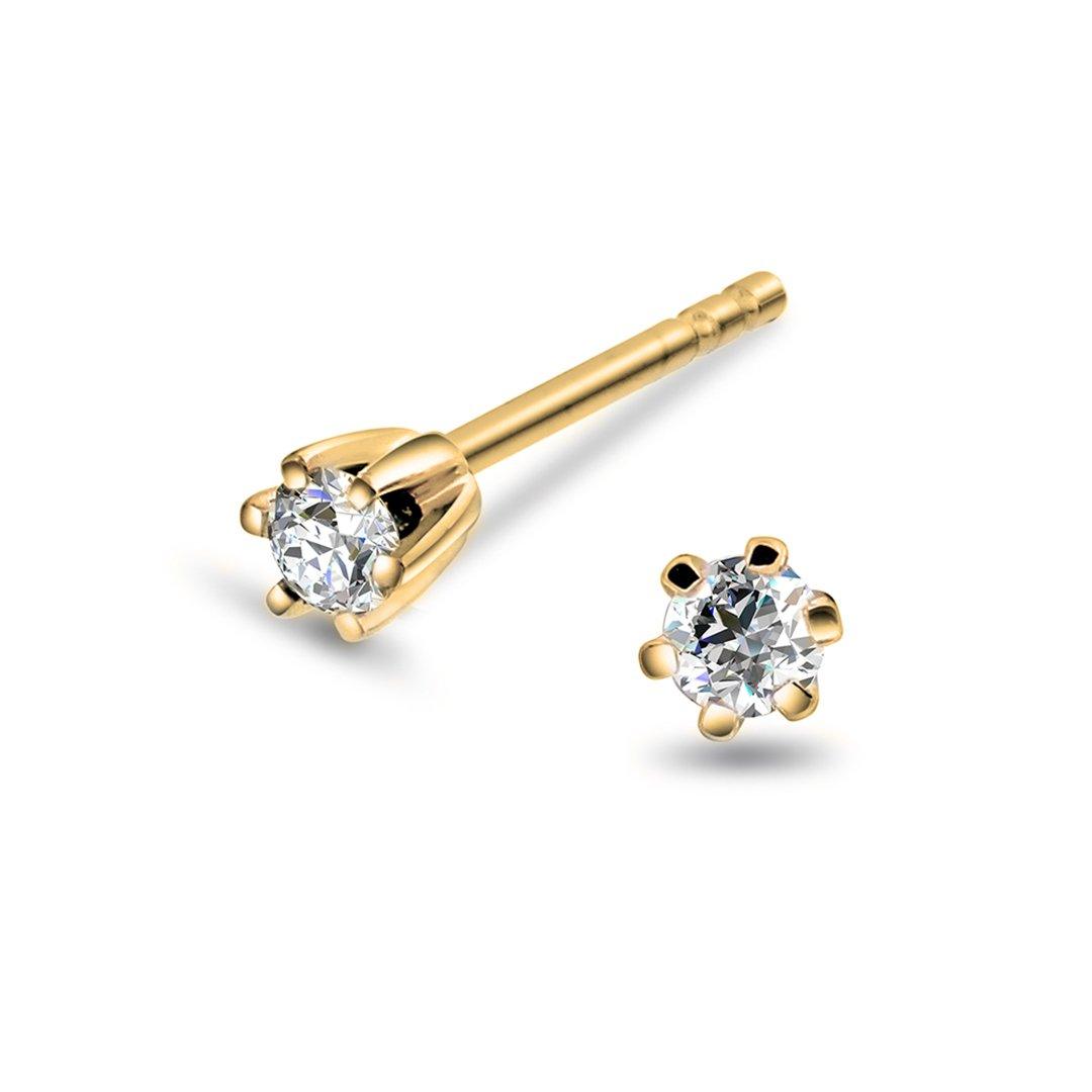 Eloise enstens diamant øredobber 14kt gult gull 0.10ct TW P - Diamanthuset