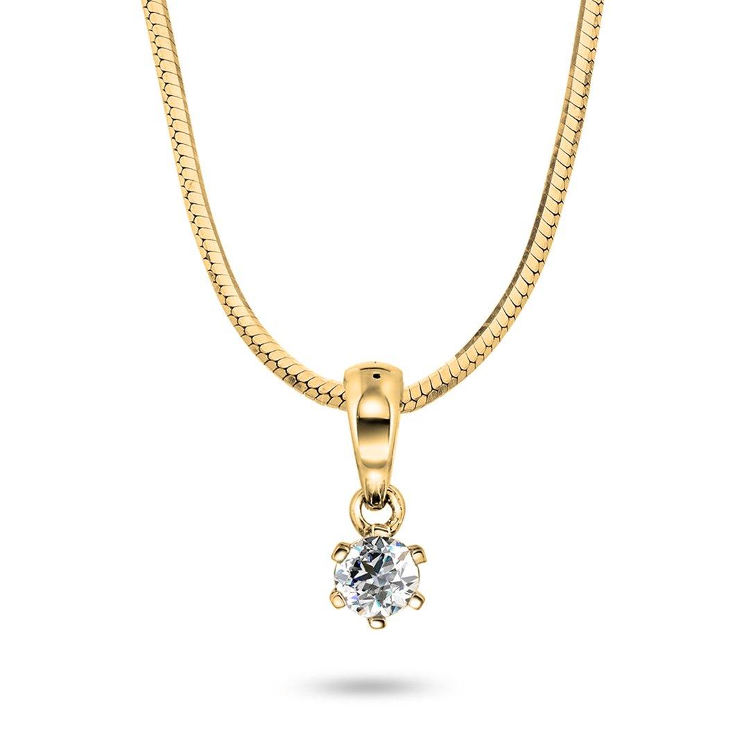 Eloise enstens diamant halssmykke 14kt gult gull 0.07ct TW P - Diamanthuset
