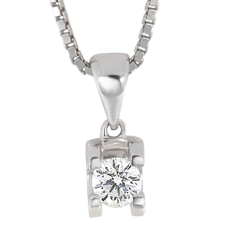 Carmen enstens halssmykke i hvitt gull, 0.20CT TWSI - Diamanthuset