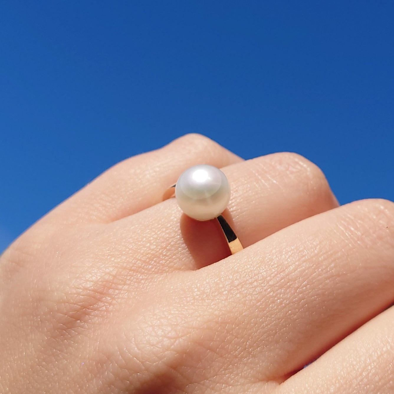 Perlering i 14kt Hvitt/Gult Gull, med 10 – 11mm Perle – bilde 3 – Diamanthuset