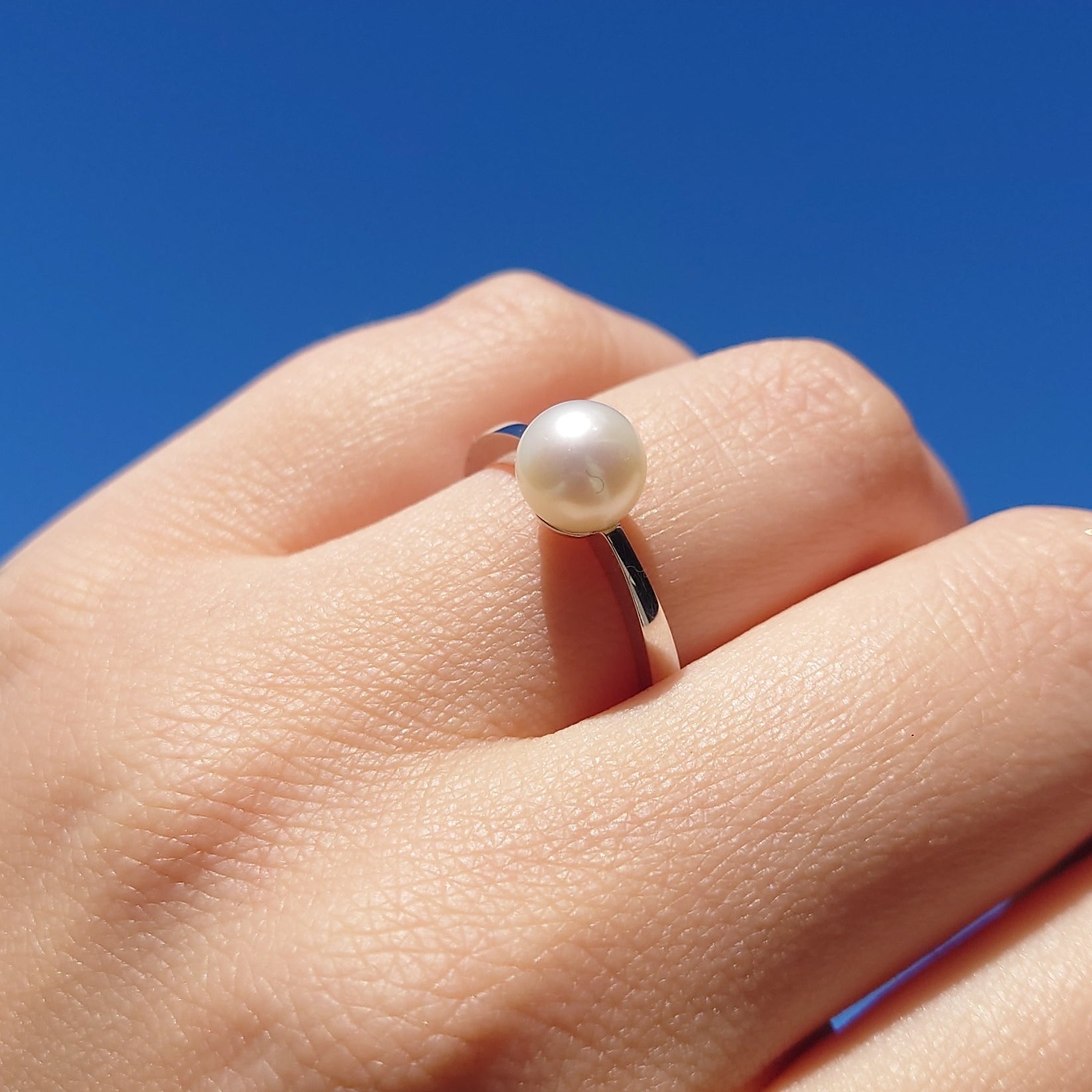 Perlering i 14kt Hvitt/Gult Gull, med 7,5 – 8 mm – bilde 3 – Diamanthuset