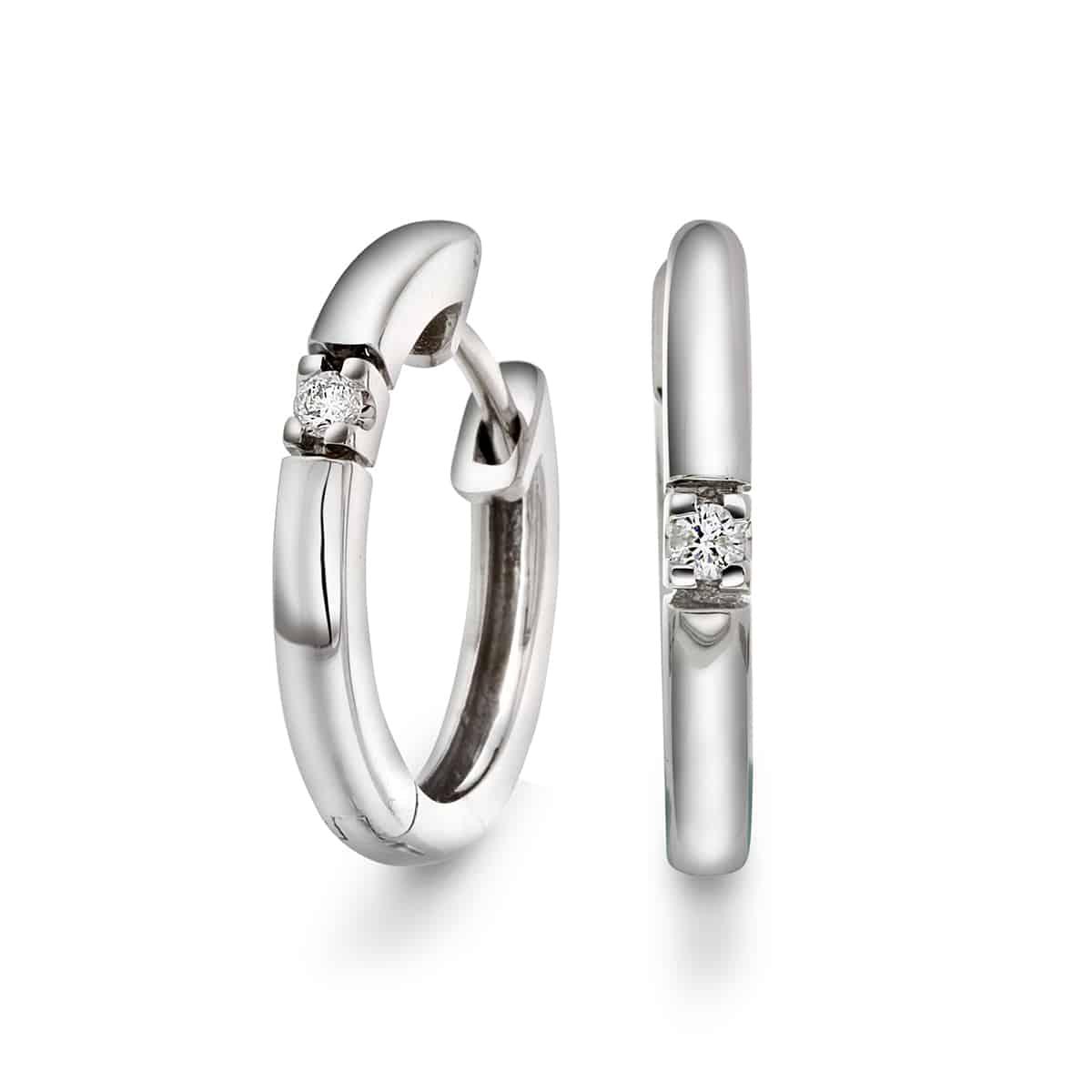 Diamant øreringer m/1 diamant tot.0,06ct tw/s - Diamanthuset