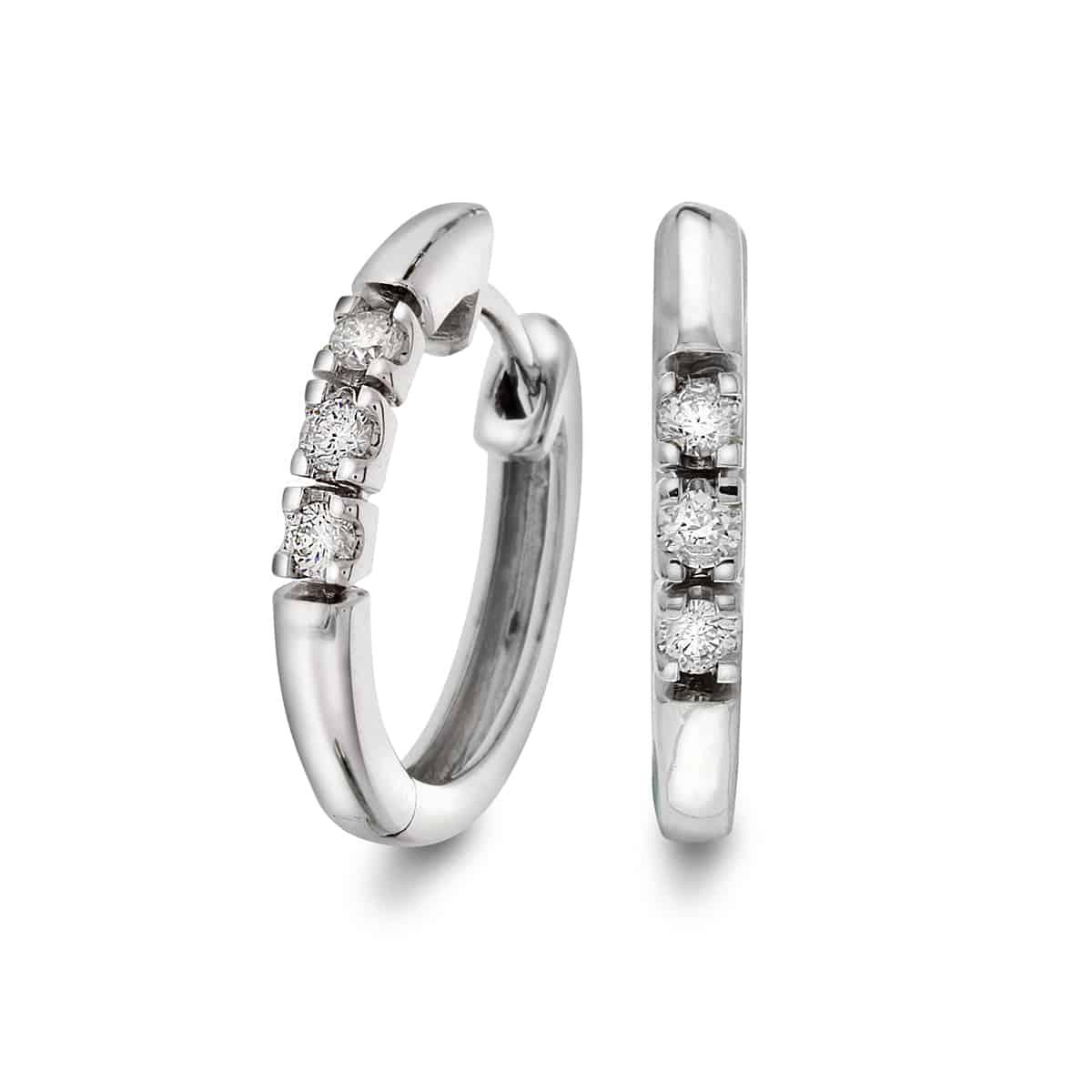 Diamant øreringer m/ 1-5 diamanter tot.0,06ct-0.30ct tw/s