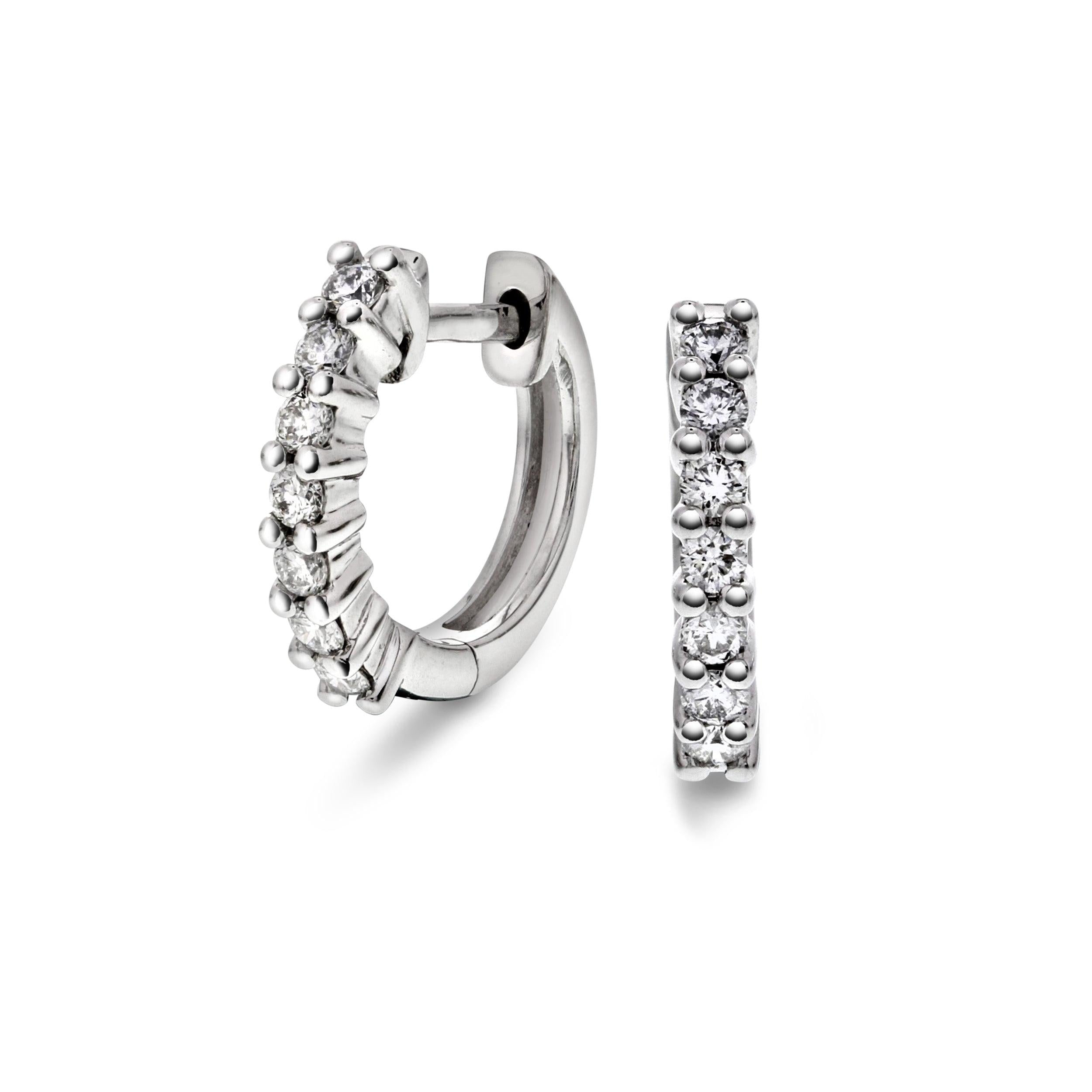 Diamant øredobber 14kt hvitt gull 0.35ct TW Si - Diamanthuset