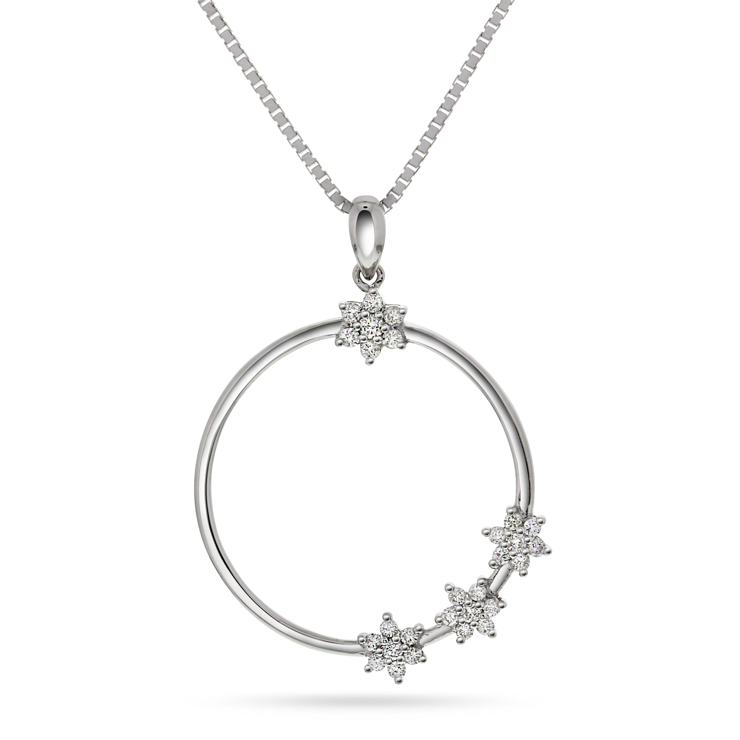 Diamant halssmykke 14kt hvitt gull 0.35ct TW Si - Diamanthuset