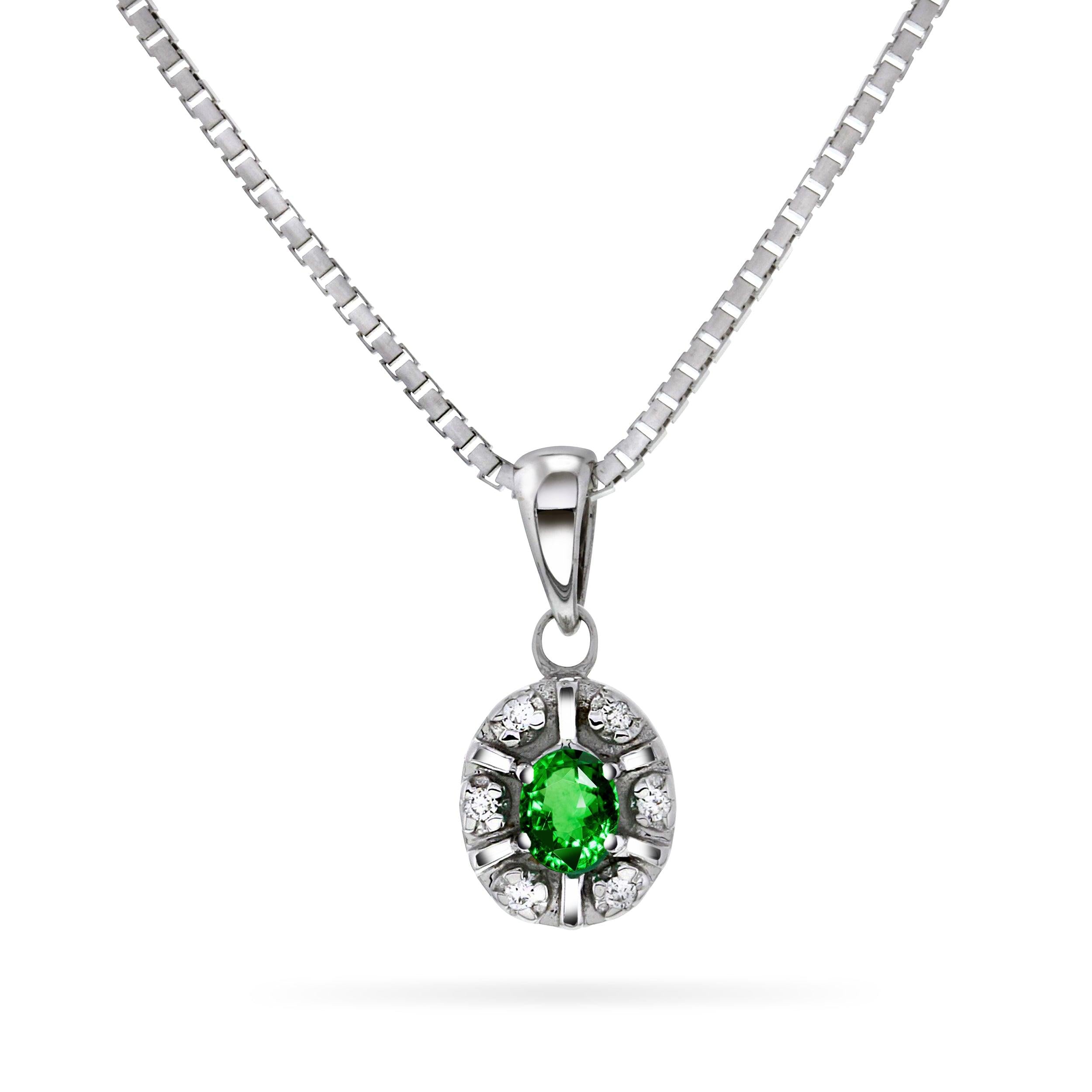 Diana Diamantanheng med smaragd og diamanter 0,03ct TWSI - Diamanthuset