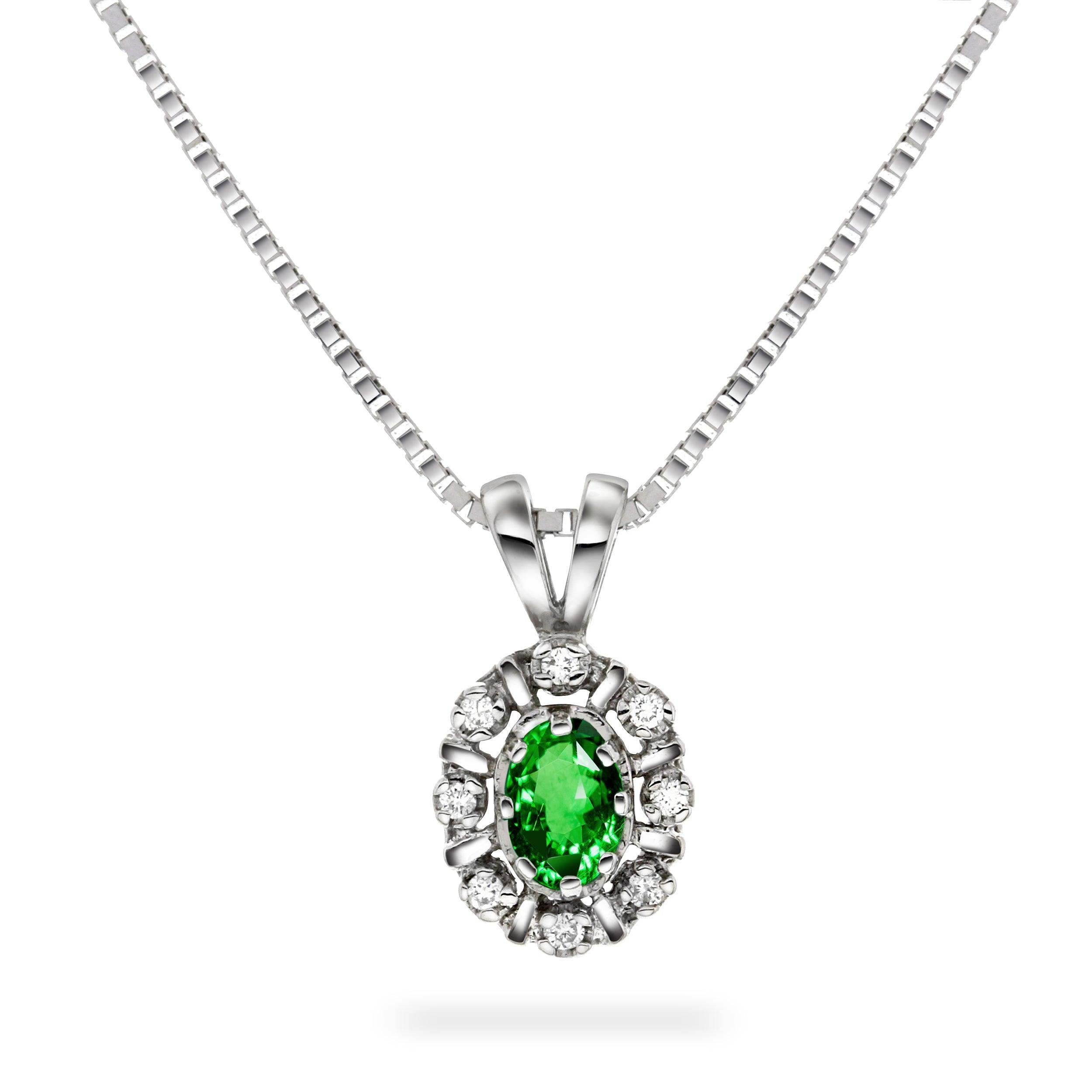 Diana Diamantanheng med smaragd og diamanter 0,08ct TWSI - Diamanthuset