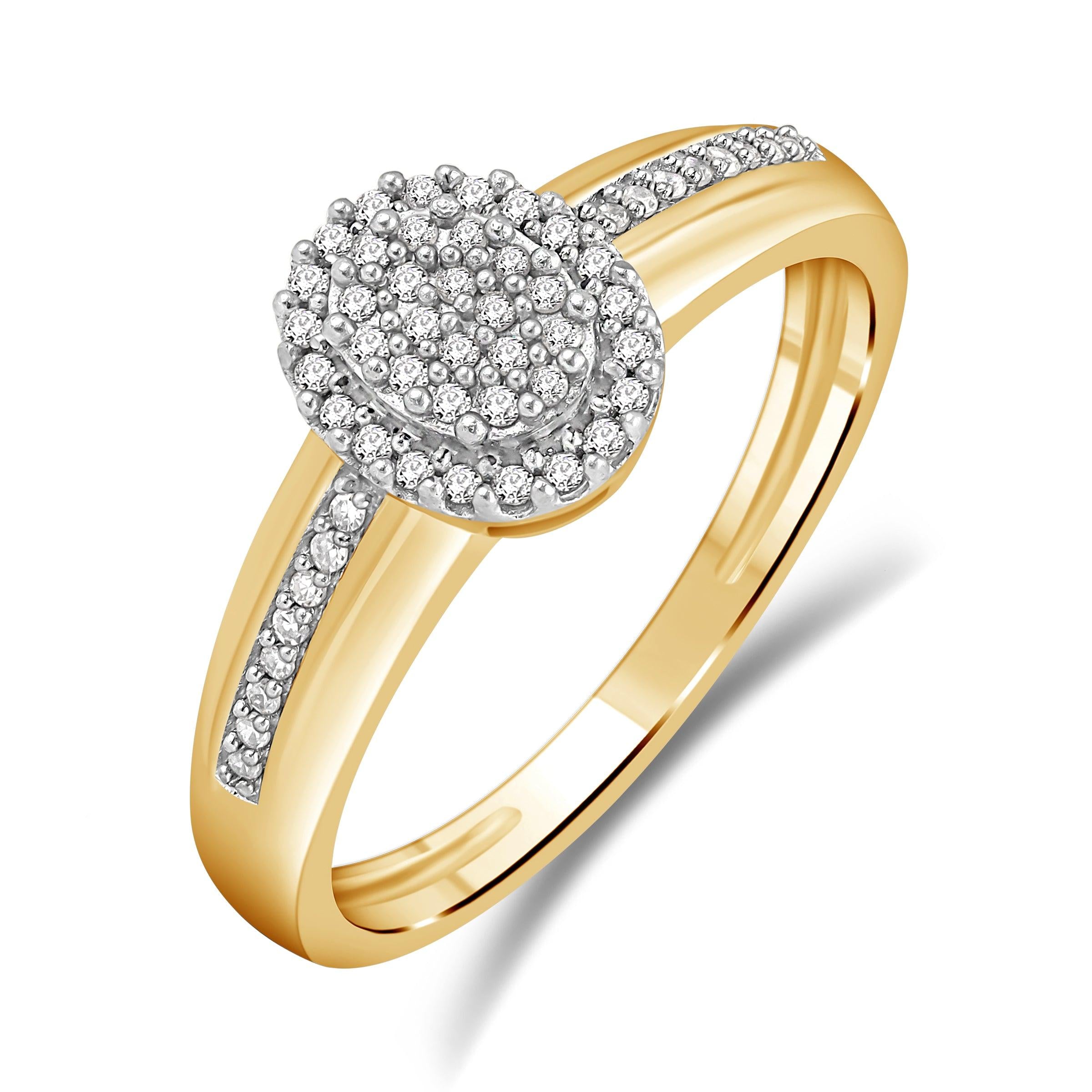 Diamantring oval 0,20ct tw/si i gult gull - Diamanthuset