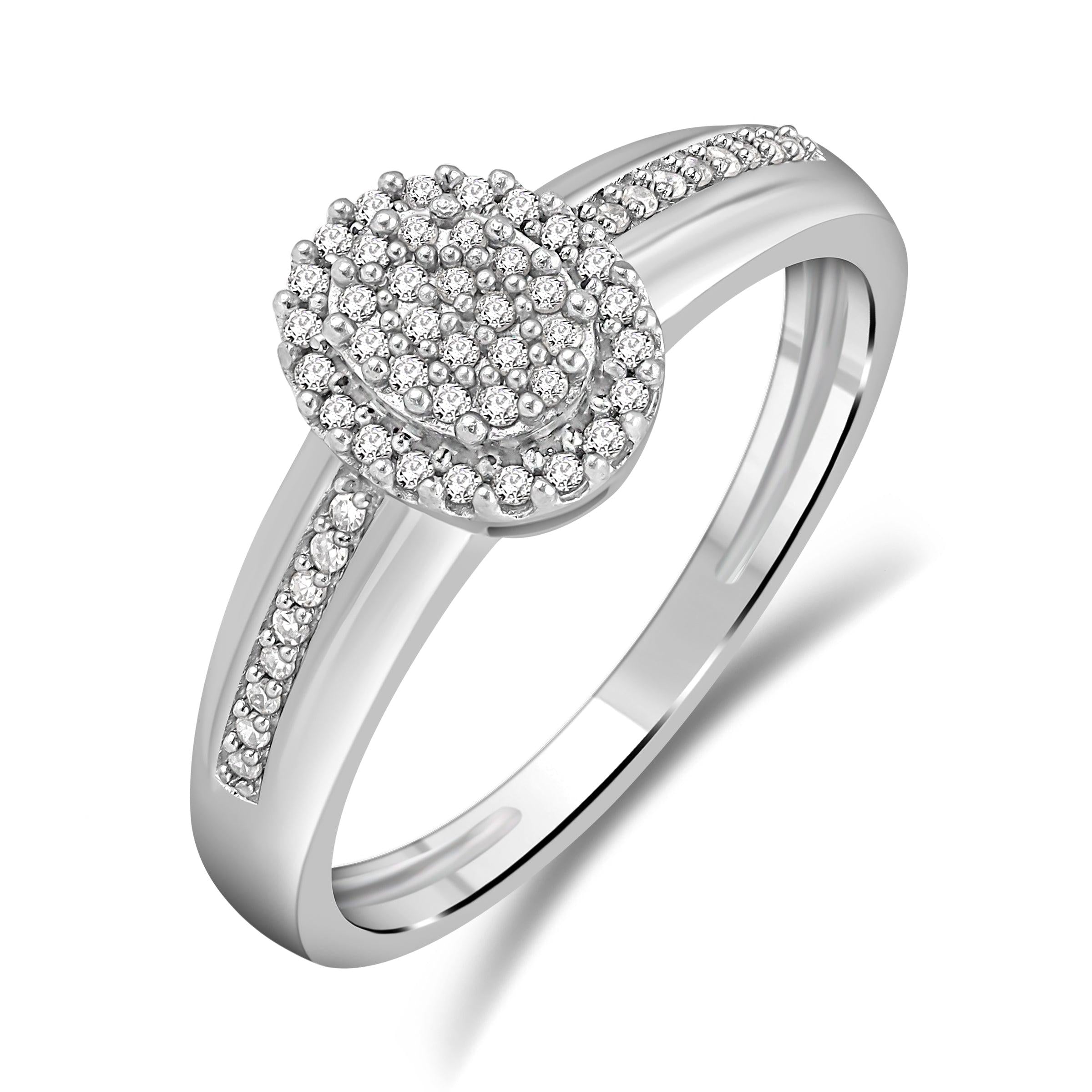 Diamantring oval 0,20ct tw/si i hvitt og gult gull