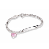 ID-armbånd i sølv - Rosa hjerte