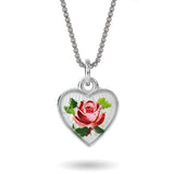 Halskjede i sølv - Rosemotiv. Medium