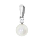 Diamant hals smykke med perle i hvitt gull, 0.02CT TWSI - Diamanthuset