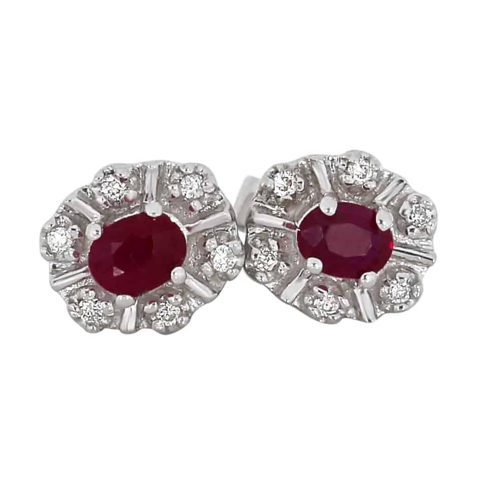 Diana Diamant øredobber med rubin 0,06ct TWSI - Diamanthuset