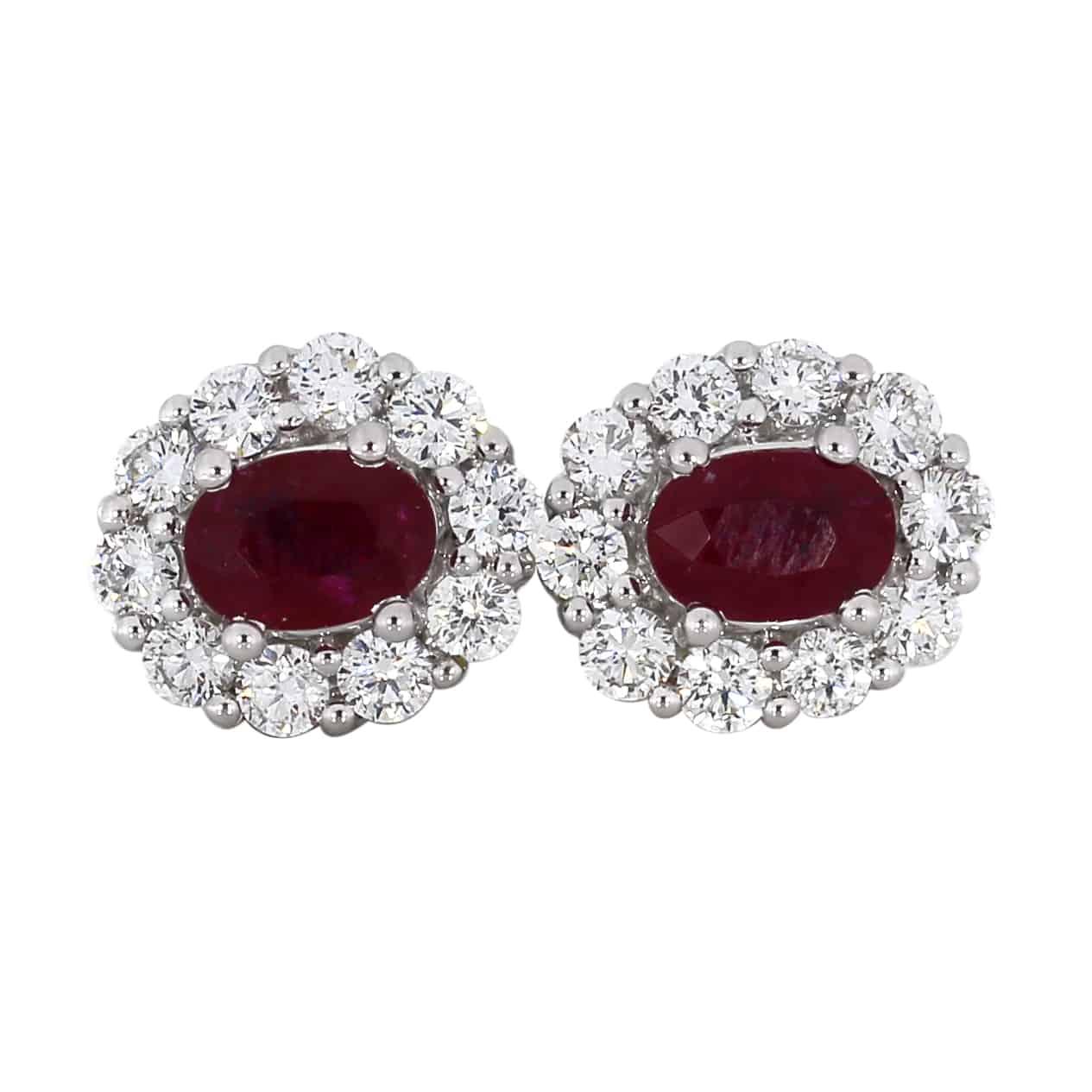 Diana Diamantøredobber med rubin 1,00ct TWSI - Diamanthuset