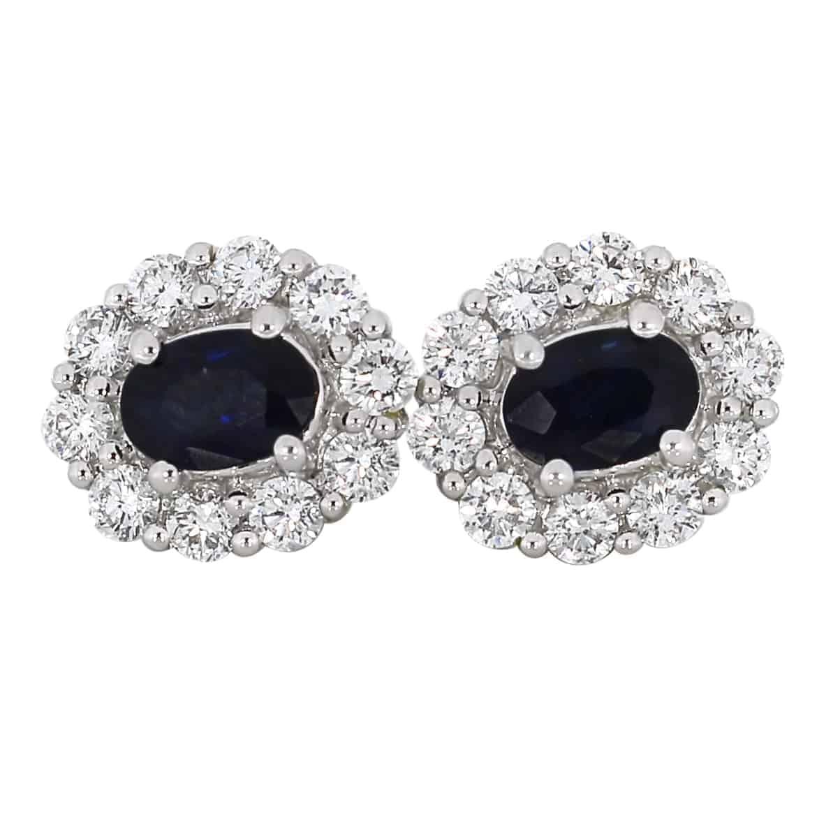 Diana Diamant øredobber med safir i hvitt gull, 1.00CT TWSI - Diamanthuset