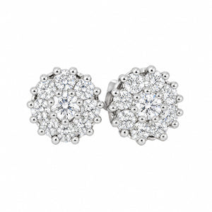 Diamantøredobber i 14kt (585) Hvitt gull med Rosett av 0.45ct TW/SI Diamanter