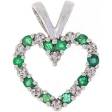 Diamant halssmykke med smaragd i hvitt gull, 0.05CT TWSI - Diamanthuset