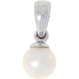 Halssmykke med perle i hvitt gull, 5mm