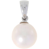 Halssmykke med perle i hvitt gull, 8mm