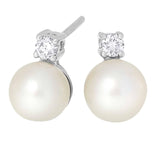 Diamant ørepynt med perle i hvitt gull, 0.14CT TWSI - Diamanthuset