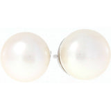 Øredobber med perle i hvitt gull, 10mm