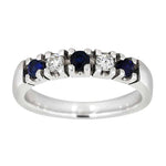 Alliansering med safir og diamanter i hvitt gull, 0,10ct - Diamanthuset