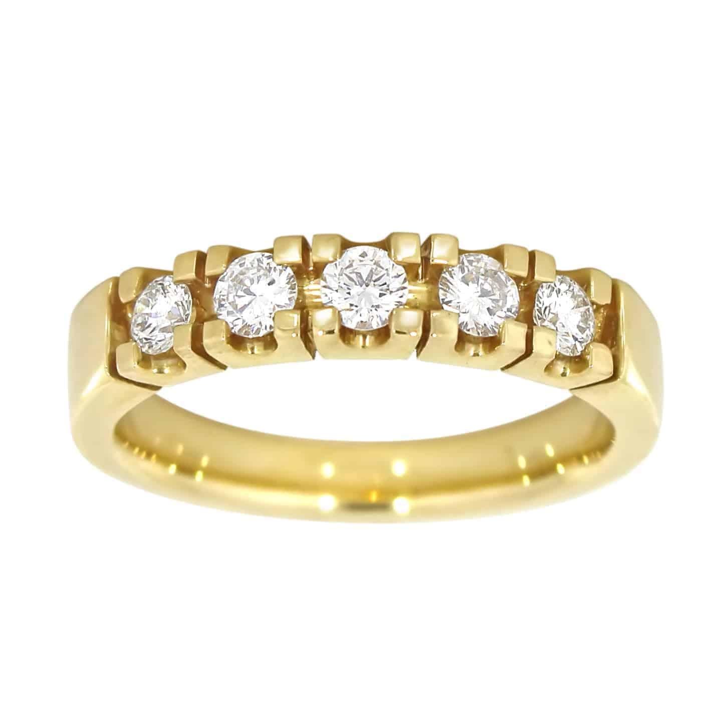 Alliansering i gult gull 5 dia, tot 0.50CT TWSI - Diamanthuset