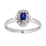 Diana Diamantring med safir i hvitt gull, 0.03CT TWSI - Diamanthuset