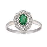 Diana Diamantring med smaragd i hvitt gull, 0.08CT TWSI - Diamanthuset