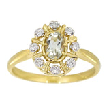 Diamantring i gult gull med grønn ametyst 0,08ct TWSI - Diamanthuset