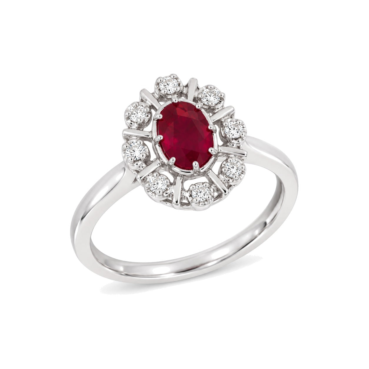 Diana Diamantring med rubin i hvitt gull, 0.08CT TWSI - Diamanthuset
