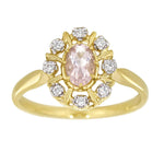 Diamantring i gult gull med rose quartz 0,08ct TWSI - Diamanthuset