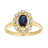 Diana Diamantring med safir i gult gull 0,08ct TWSI - Diamanthuset