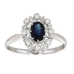 Diana Diamantring med safir i hvitt gull, 0.08CT TWSI - Diamanthuset